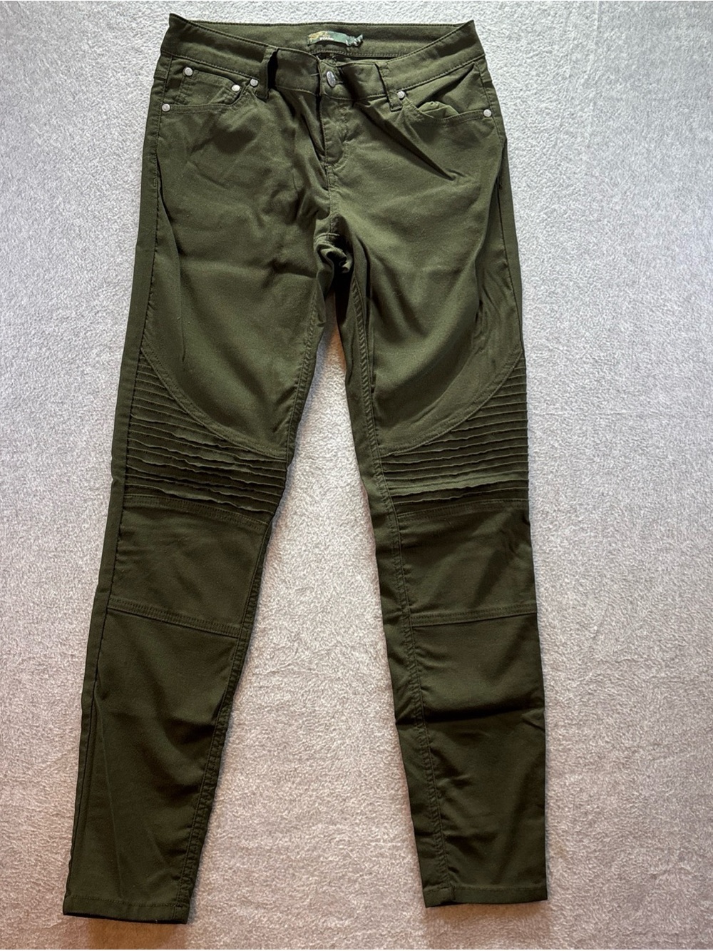 Prana Pants Women Sz 6 Green Moto Biker Style Skinny Fit